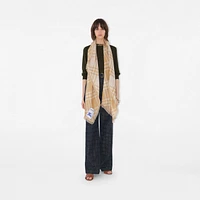 Wide Check Wool Silk Scarf in Sand/ecru | Burberry® Official