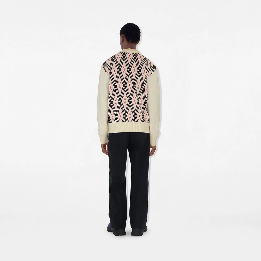Argyle Check Wool Blend Sweater in Chalk white - Men | Burberry® Official