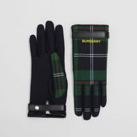 Check Wool and Cashmere Blend Gloves Navy - Women | Burberry® Official