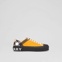 Logo Print Check Cotton Sneakers Yellow - Women | Burberry® Official