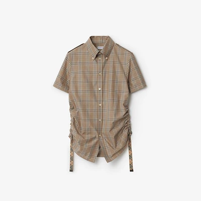 Slim Fit Check Cotton Shirt in Nut - Women | Burberry® Official