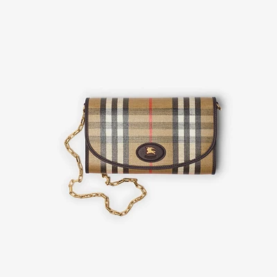 Highlands Chain Strap Wallet​ in Sand - Women, Cotton, Linen | Burberry® Official