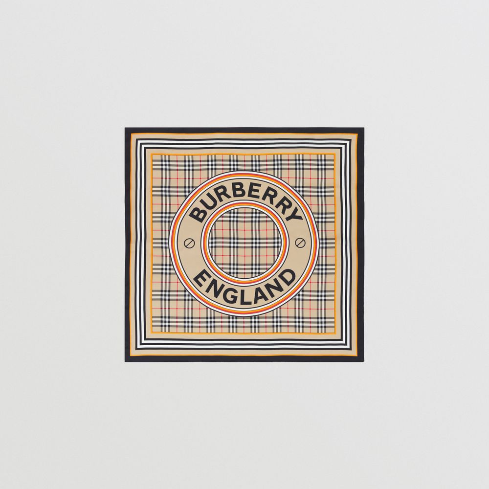 Montage Print Silk Square Scarf in Archive Beige | Burberry® Official