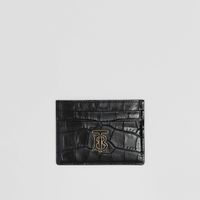Embossed Leather TB Card Case in Black - Women | Burberry® Official