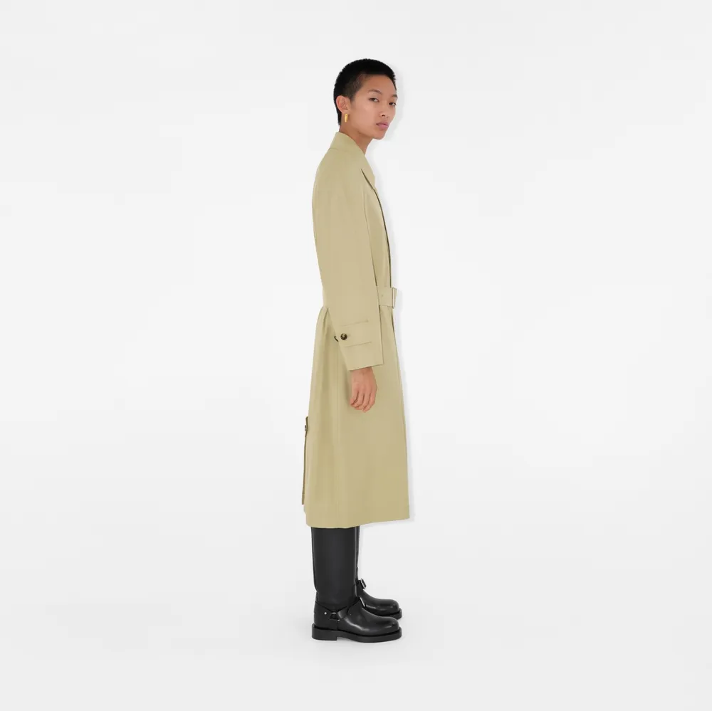 Long Bradford Car Coat in Hunter - Women, Cotton Gabardine | Burberry® Official