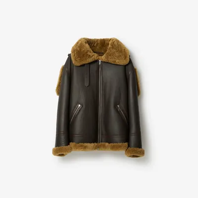 Shearling Aviator Jacket in Otter - Men | Burberry® Official