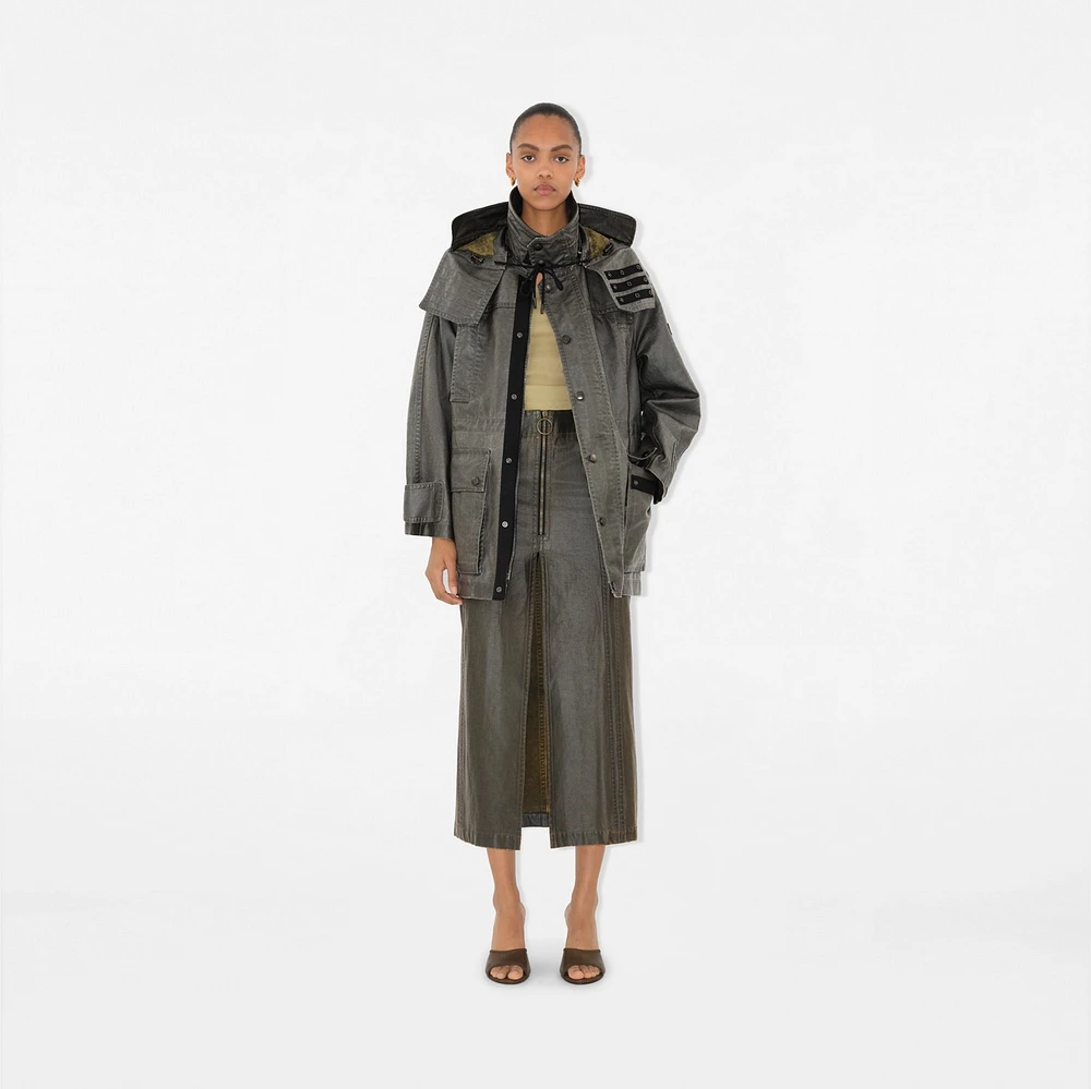 Bleached Cotton Parka in Oil - Women | Burberry® Official