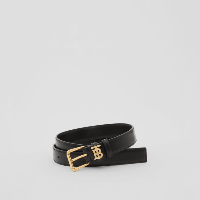 Burberry Matte Monogram Motif Leather Belt In Black