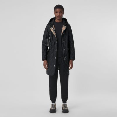Diamond Quilted Thermoregulated Hooded Coat Black - Women | Burberry® Official