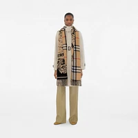 Wide Reversible EKD Cashmere Scarf in Archive beige | Burberry® Official