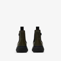 Leather Creeper Low Chelsea Boots in Loch - Women | Burberry® Official