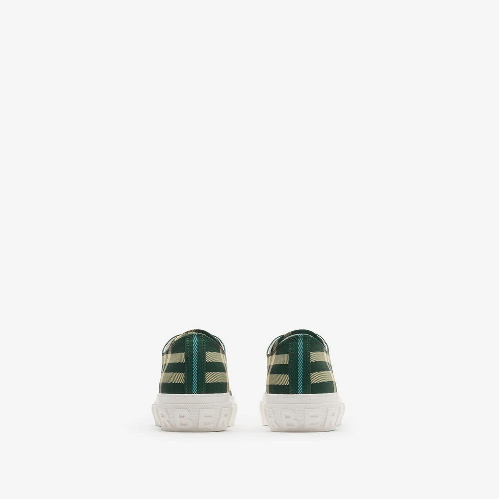 Check Nylon Blend Sneakers in Leaf - Men, Technical | Burberry® Official