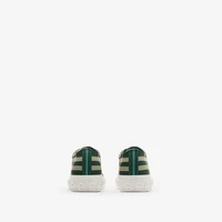 Check Nylon Blend Sneakers in Leaf - Men, Technical | Burberry® Official