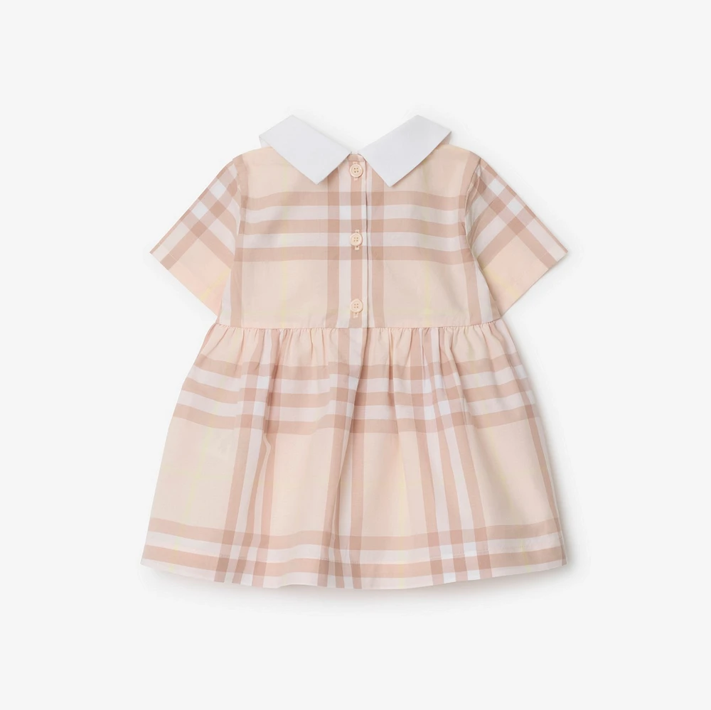 Check Cotton Poplin Dress with Bloomers in Shell - Children | Burberry® Official