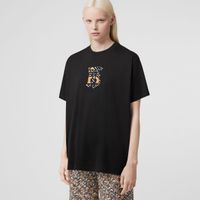 Monogram Motif Cotton Oversized T-shirt Black - Women | Burberry® Official