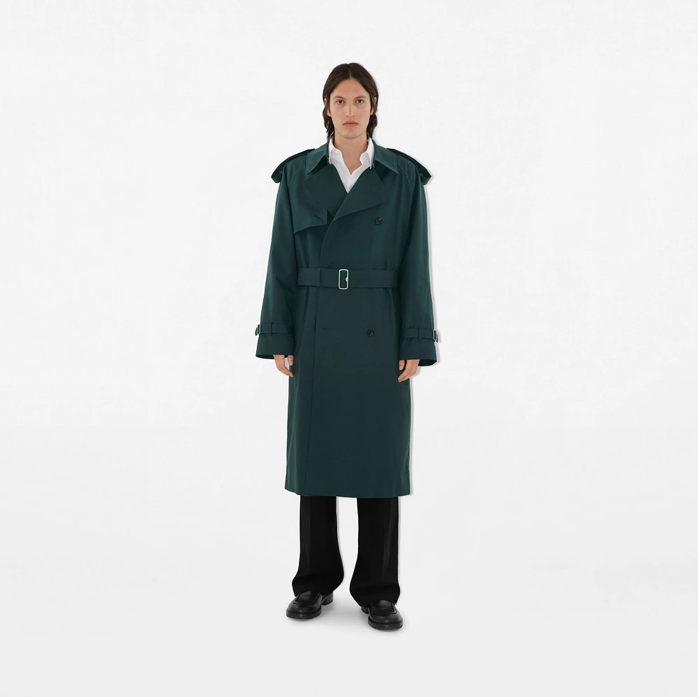 Long Cotton Blend Trench Coat in Anchor - Men | Burberry® Official