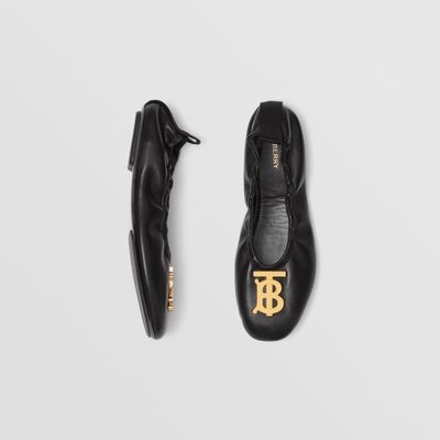Monogram Motif Leather Ballerinas Black | Burberry® Official
