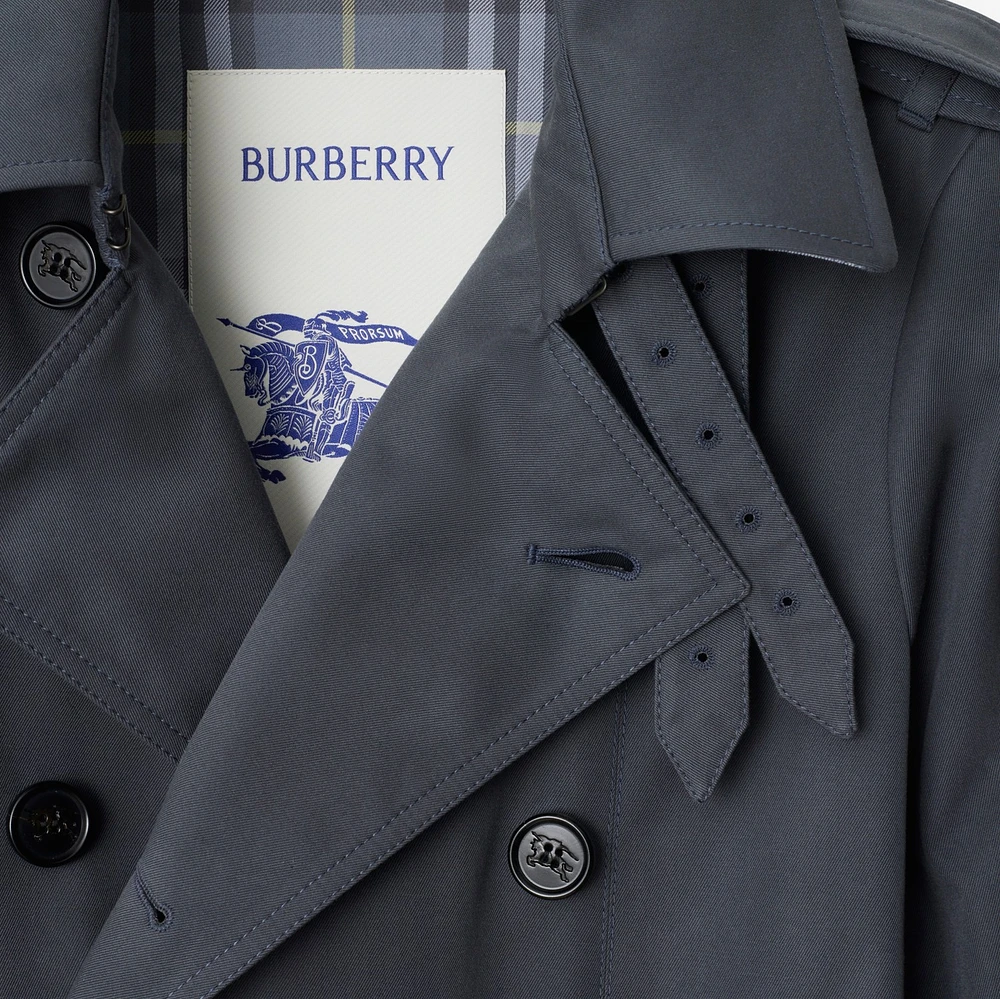 Short Cotton Blend Trench Coat in Magnet - Women, Tropical Gabardine | Burberry® Official