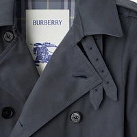 Short Cotton Blend Trench Coat in Magnet - Women, Tropical Gabardine | Burberry® Official