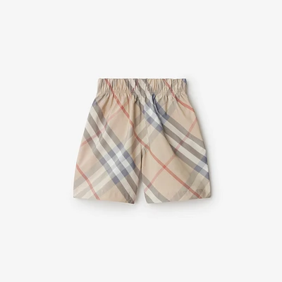 Check Cotton Blend Shorts in Pale stone | Burberry® Official