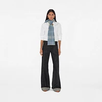 Wide EKD Check Wool Scarf in Pewter | Burberry® Official
