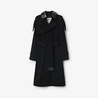 Long Detachable Collar Gabardine Trench Coat in Black - Women, Cotton | Burberry® Official