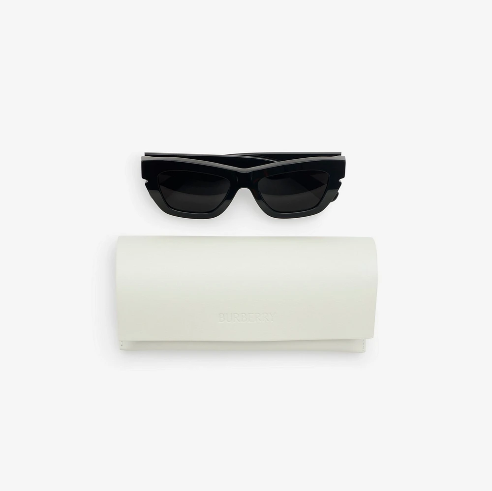 Inlaid Check Cat-eye Sunglasses​ in Black - Women | Burberry® Official