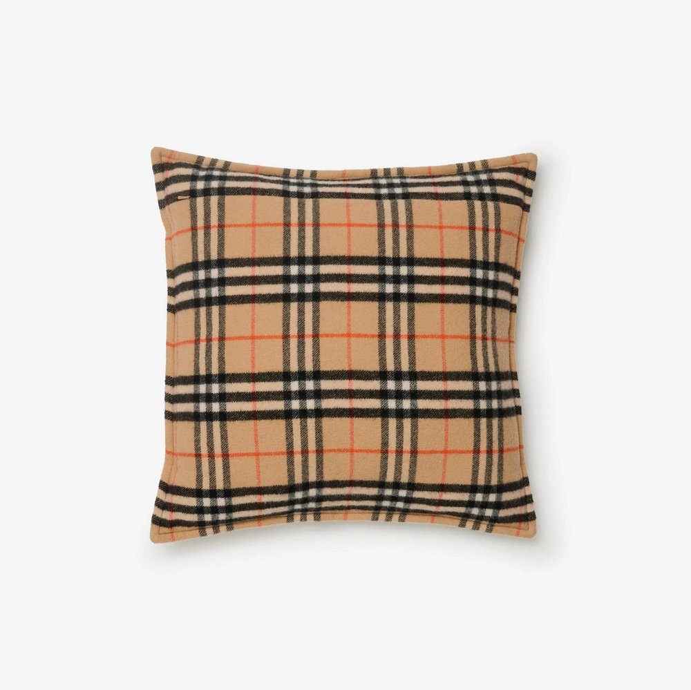 Check Wool Cashmere Cushion in Sand | Burberry® Official