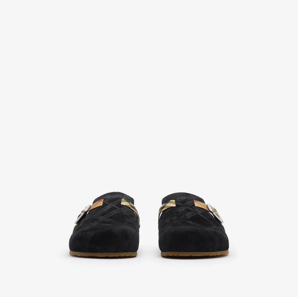Check Suede Urchin Clogs in Black - Men | Burberry® Official