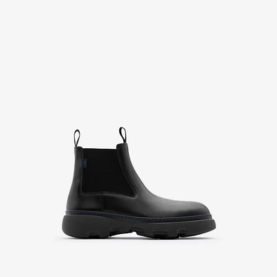 Leather Creeper Low Chelsea Boots in Black - Men | Burberry® Official