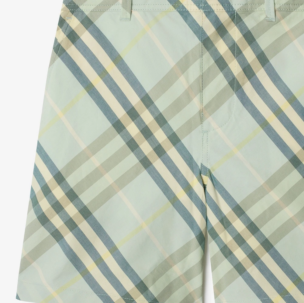 Check Cotton Shorts in Breeze | Burberry® Official