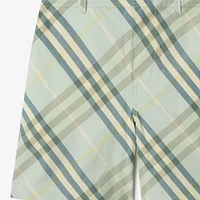 Check Cotton Shorts in Breeze | Burberry® Official