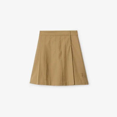 Pleated Cotton Blend Skirt in Sand | Burberry® Official