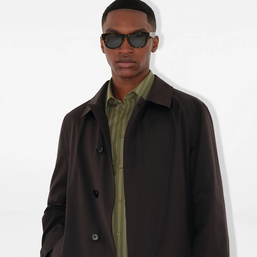 Long Highgrove Gabardine Car Coat in Cog - Men | Burberry® Official