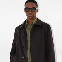Long Highgrove Gabardine Car Coat in Cog - Men | Burberry® Official