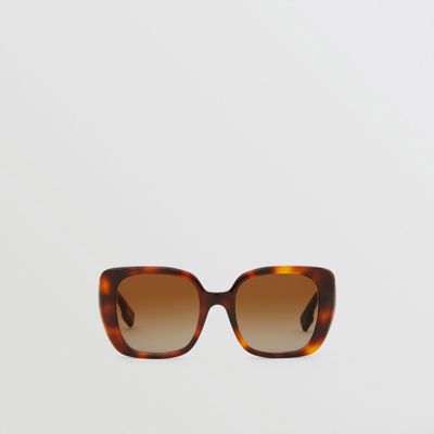 Monogram Motif Oversized Square Frame Lola Sunglasses in Warm Tortoiseshell - Women | Burberry® Official