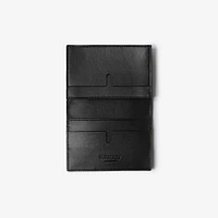 Embossed Check Bifold Card Case in Black - Men, Leather | Burberry® Official