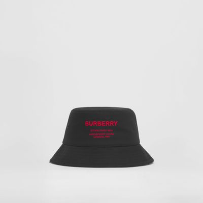 Horseferry Motif Cotton Bucket Hat Black | Burberry® Official