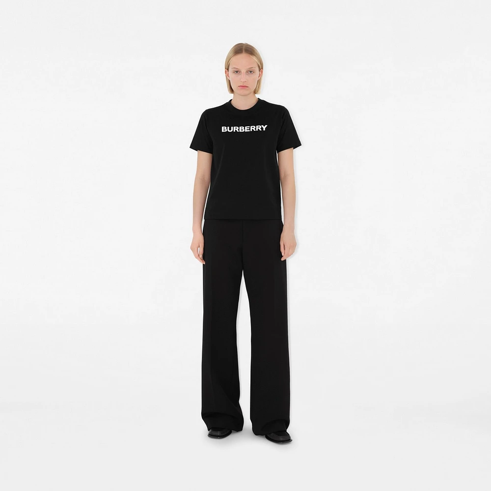 Logo Cotton T-shirt in Black - Women | Burberry® Official