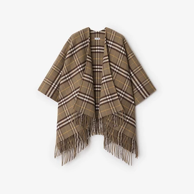 Check Wool Cashmere Cape in Vole | Burberry® Official