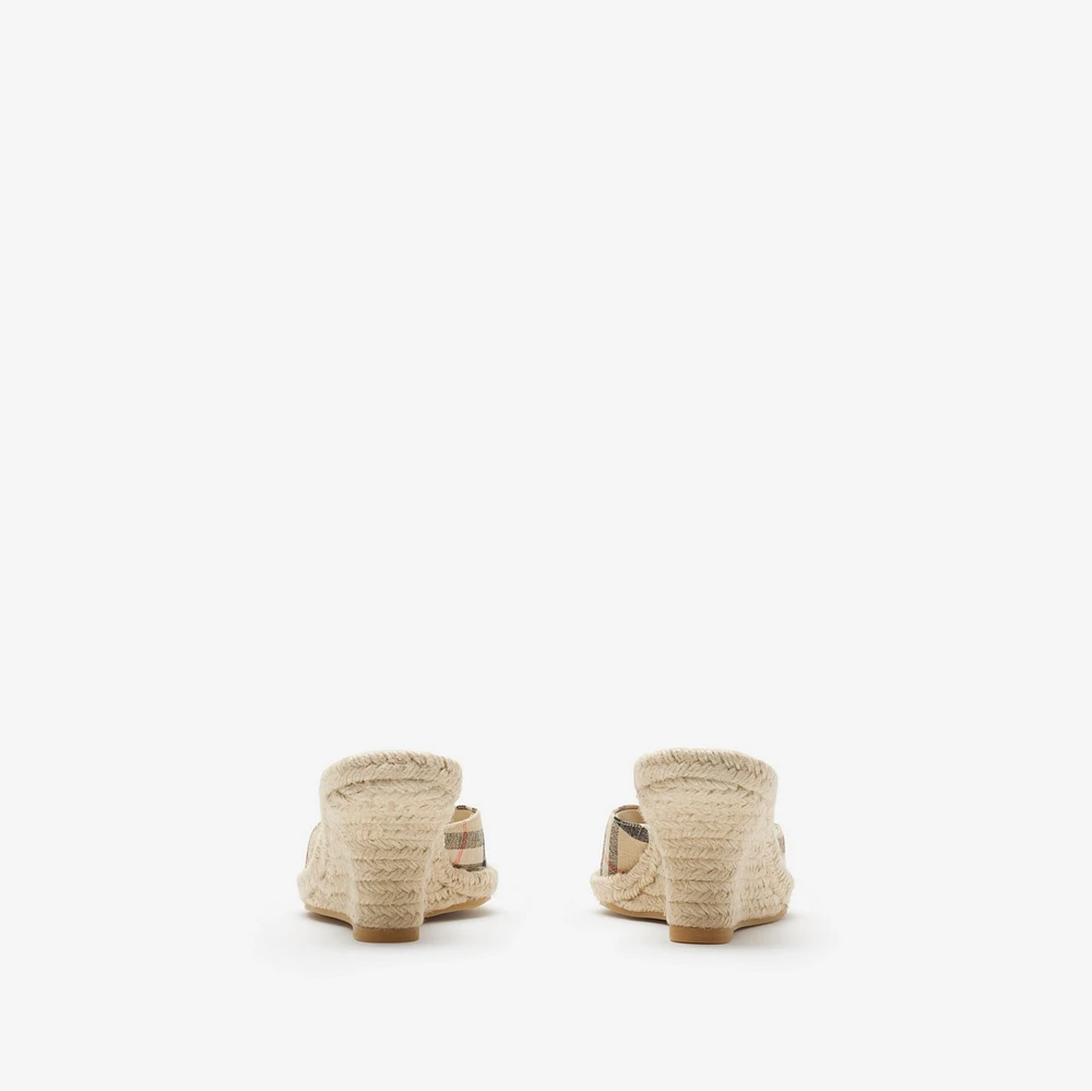 Check Mews Espadrille Mules​ in Sand - Women, Linen | Burberry® Official