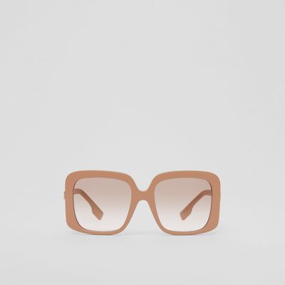 Hardware Detail Square Frame Sunglasses in Biscuit Beige - Women | Burberry® Official