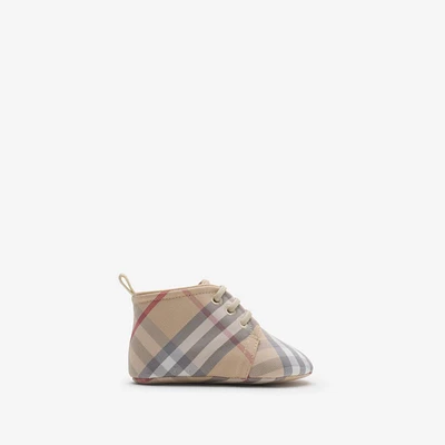 Check Cotton Blend Shoes in Pale stone - Children | Burberry® Official