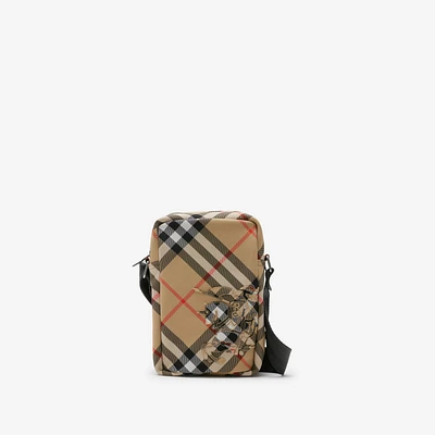 Check Phone Bag in Sand - Men, Nylon | Burberry® Official