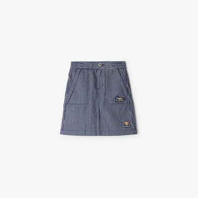 Striped Denim Skirt in Dark navy | Burberry® Official
