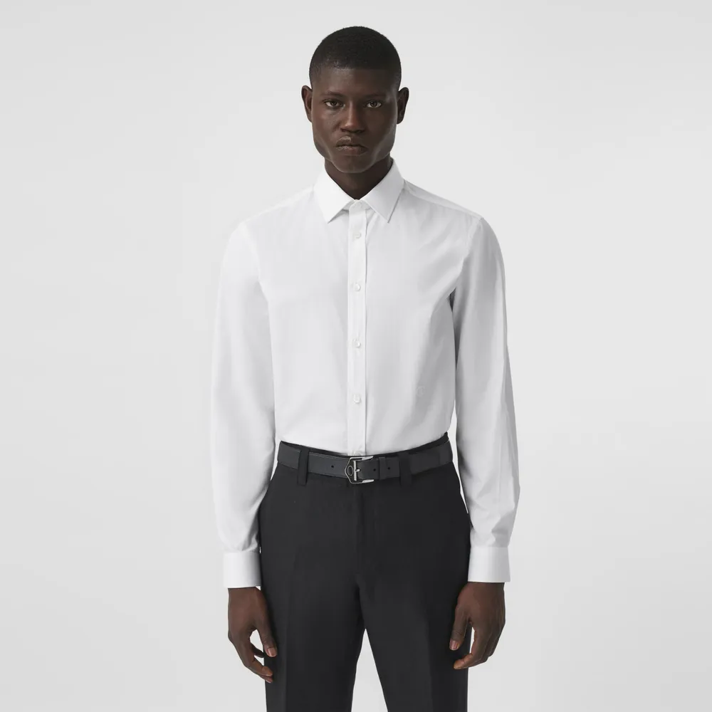 Burberry + Slim Fit Monogram Motif Cotton Poplin Shirt White - Men |  Burberry® Official | Yorkdale Mall