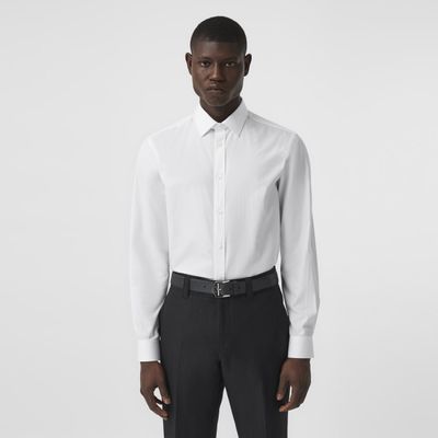 Slim Fit Monogram Motif Cotton Poplin Shirt White - Men | Burberry® Official