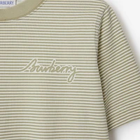 Striped Cotton T-shirt in Skylark - Women | Burberry® Official