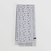 Monogram Cashmere Silk Bouclé Scarf in Grey | Burberry® Official
