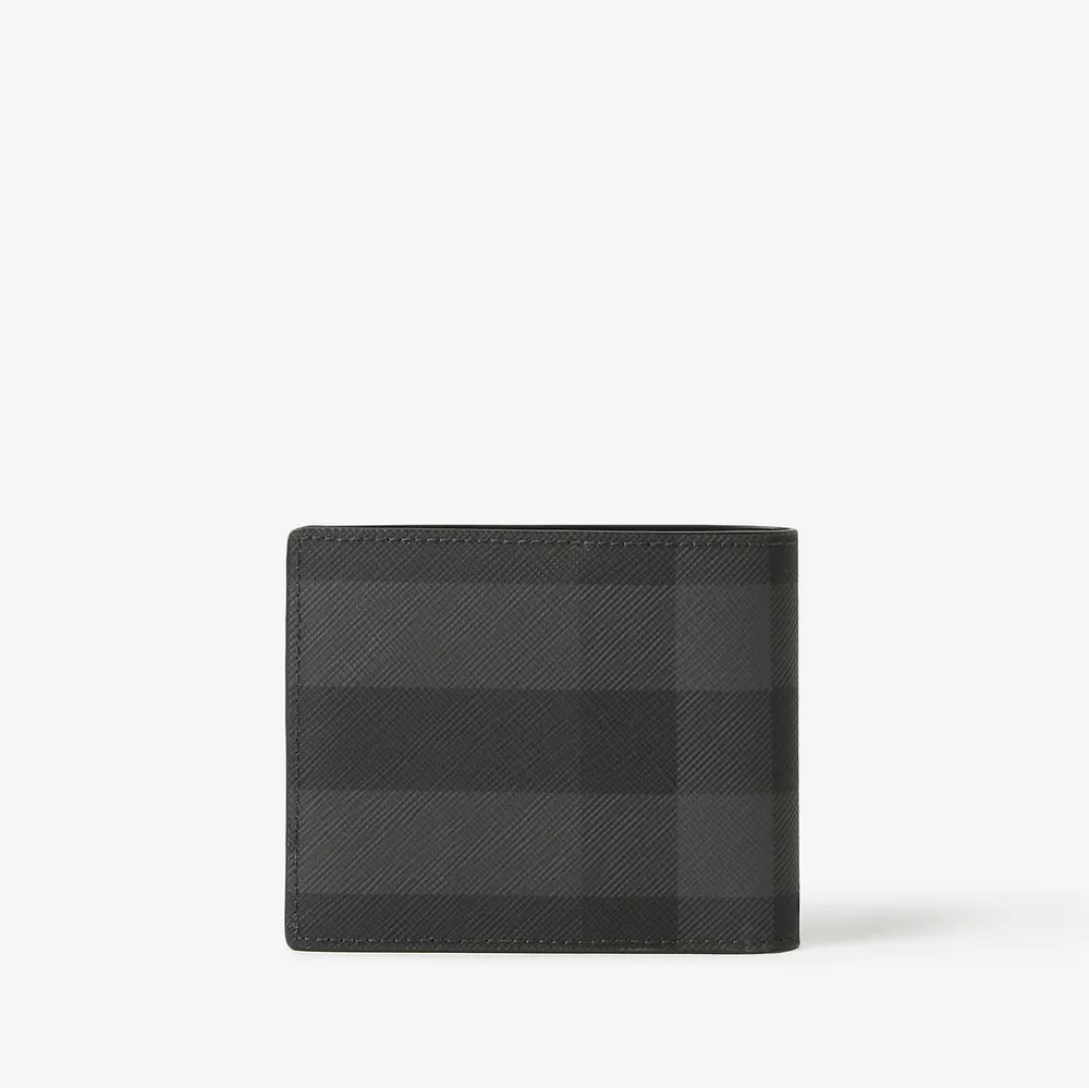 Charcoal Check and Leather Ziparound Wallet - Men | Burberry® Official